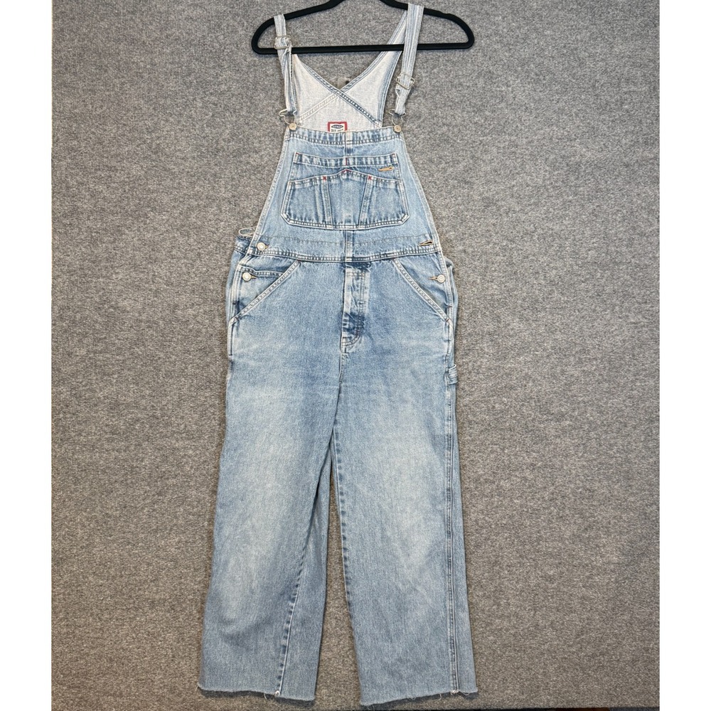 Old Navy Overalls Womens 16 Blue Denim Vintage Utility Pockets Carpenter Y2K 90s